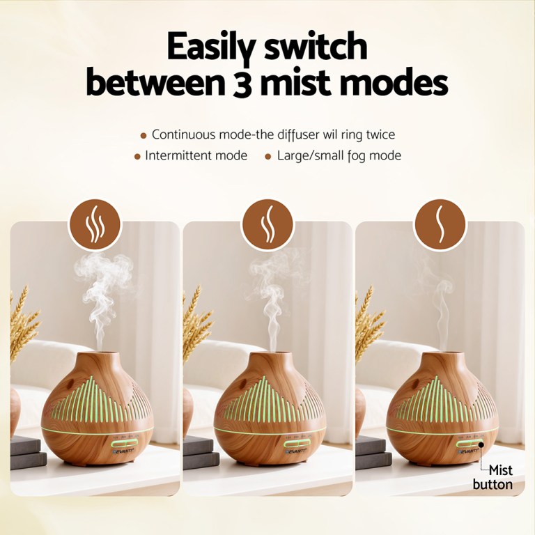 devanti ultrasonic aroma diffuser aromatherapy 400ml led lights iron humidifier forest light wood grain devanti ultrasonic aroma diffuser aromatherapy 400ml led lights iron humidifier forest light wood grain
