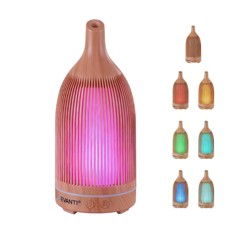 devanti ultrasonic aroma diffuser aromatherapy 200ml led lights iron humidifier forest light wood grain devanti ultrasonic aroma diffuser aromatherapy 200ml led lights iron humidifier forest light wood grain