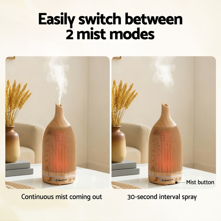 devanti ultrasonic aroma diffuser aromatherapy 200ml led lights iron humidifier forest light wood grain devanti ultrasonic aroma diffuser aromatherapy 200ml led lights iron humidifier forest light wood grain