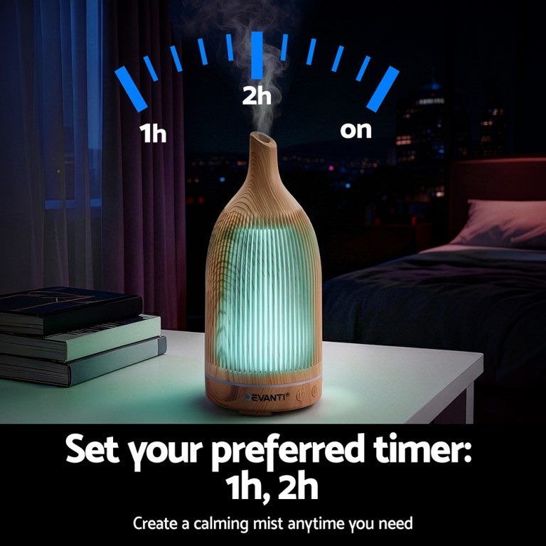 devanti ultrasonic aroma diffuser aromatherapy 200ml led lights iron humidifier forest light wood grain devanti ultrasonic aroma diffuser aromatherapy 200ml led lights iron humidifier forest light wood grain