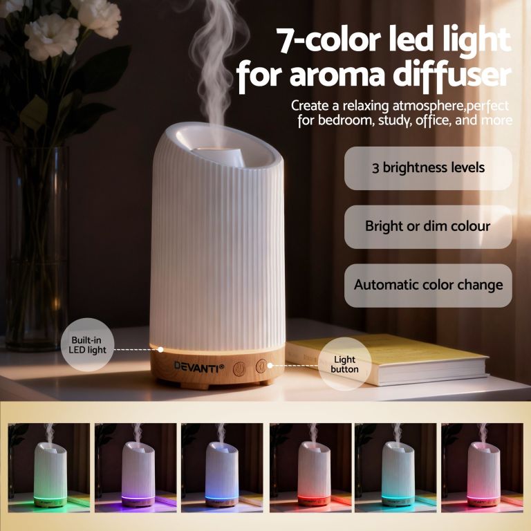 devanti ultrasonic aroma diffuser aromatherapy 200ml led lights iron humidifier forest devanti ultrasonic aroma diffuser aromatherapy 200ml led lights iron humidifier forest