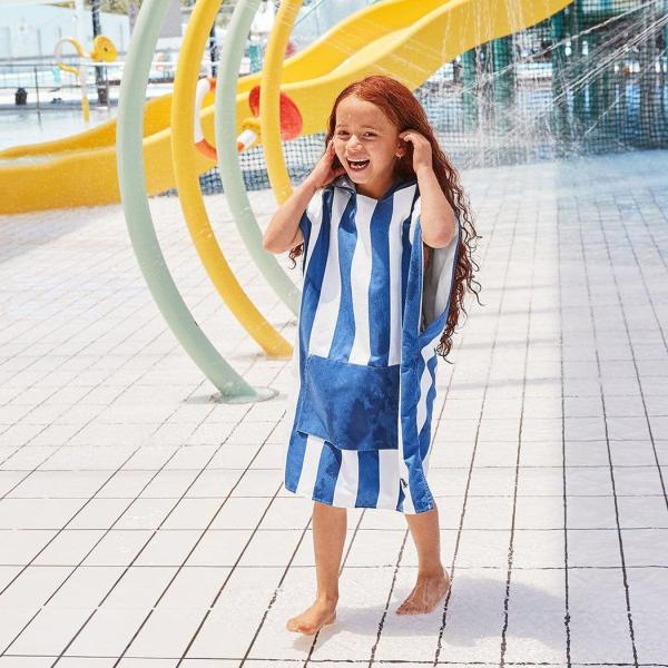dock & bay kids poncho hooded towel mini cabana collection whitsunday blue xs (2 4yrs)