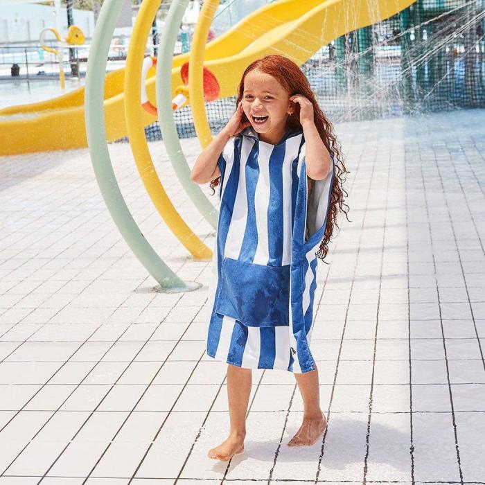 dock & bay kids poncho hooded towel mini cabana collection whitsunday blue xs (2 4yrs)