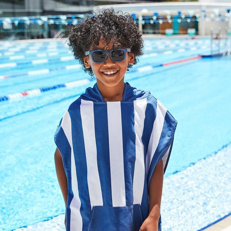 dock & bay kids poncho hooded towel mini cabana collection whitsunday blue xs (2 4yrs)