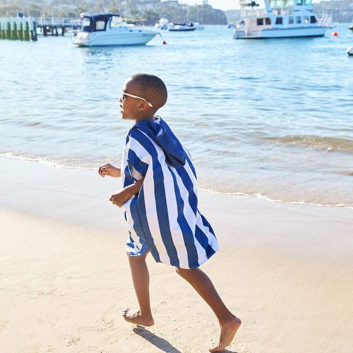 dock & bay kids poncho hooded towel mini cabana collection whitsunday blue xs (2 4yrs)