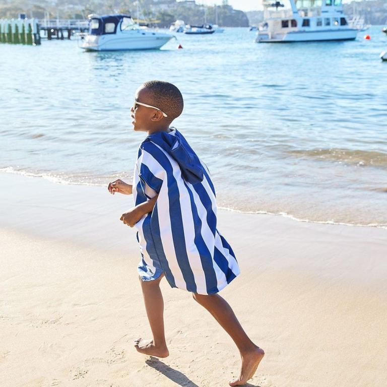 dock & bay kids poncho hooded towel mini cabana collection whitsunday blue xs (2 4yrs)