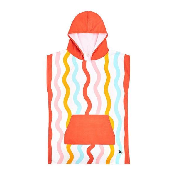 dock & bay kids poncho hooded towel squiggle face m (7 10yrs)