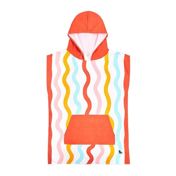 dock & bay kids poncho hooded towel squiggle face m (7 10yrs)