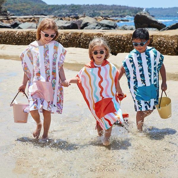 dock & bay kids poncho hooded towel squiggle face m (7 10yrs)