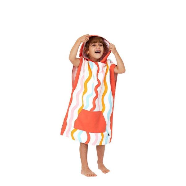 dock & bay kids poncho hooded towel squiggle face m (7 10yrs)