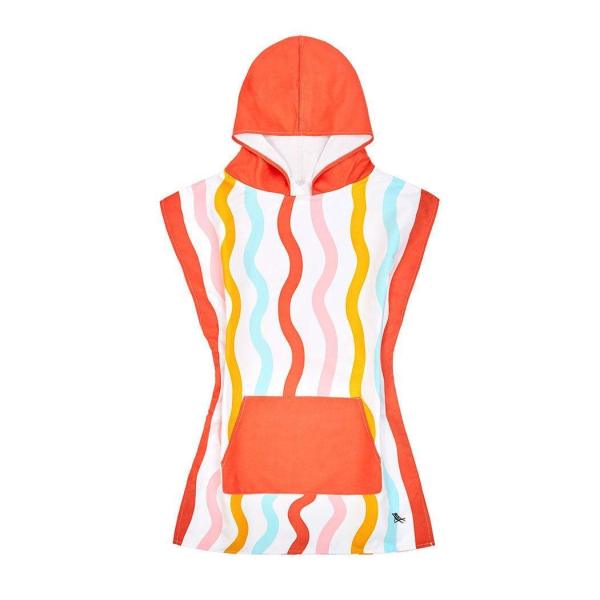 dock & bay kids poncho hooded towel squiggle face m (7 10yrs)