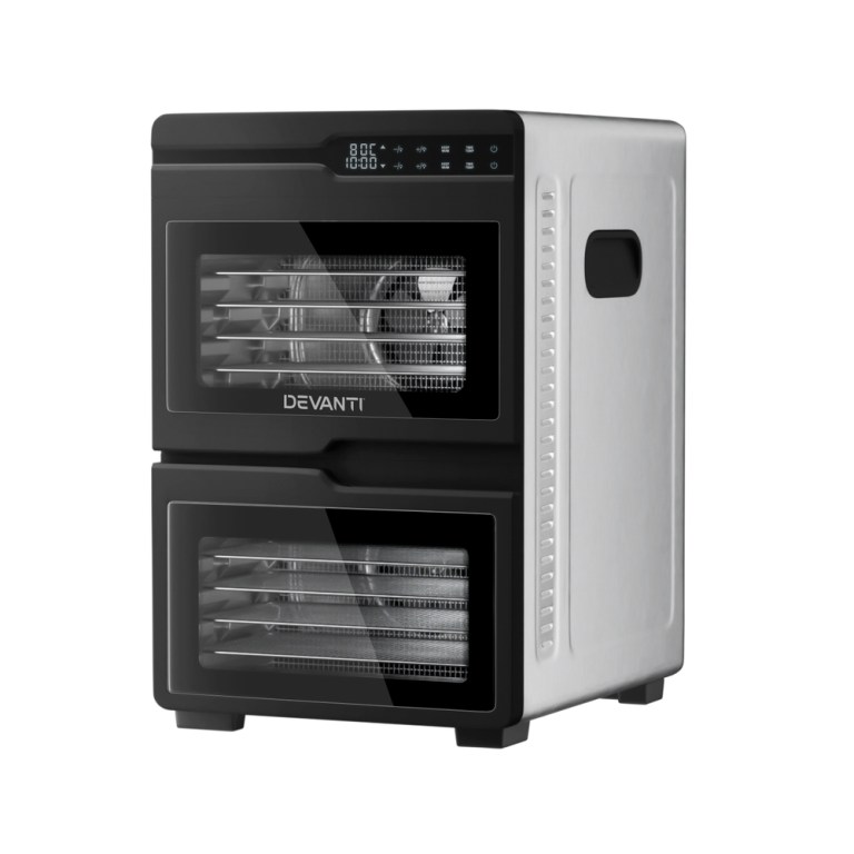 devanti 12 trays food dehydrator dual zone stainless steel fruit jerky dryer