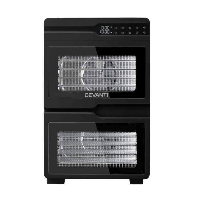 devanti 12 trays food dehydrator dual zone stainless steel fruit jerky dryer