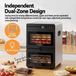 devanti 12 trays food dehydrator dual zone stainless steel fruit jerky dryer