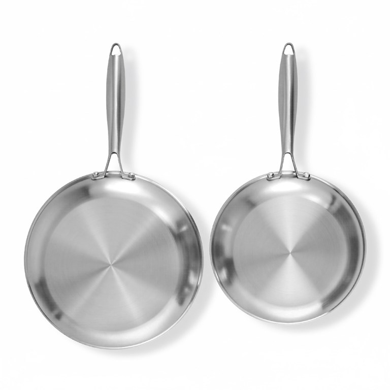 5 star chef frying pan stainless steel uncoated twin frypan set 25/30cm silver 5 star chef frying pan stainless steel uncoated twin frypan set 25/30cm silver
