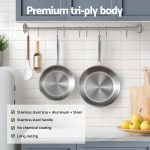 5 star chef frying pan stainless steel uncoated twin frypan set 25/30cm silver 5 star chef frying pan stainless steel uncoated twin frypan set 25/30cm silver