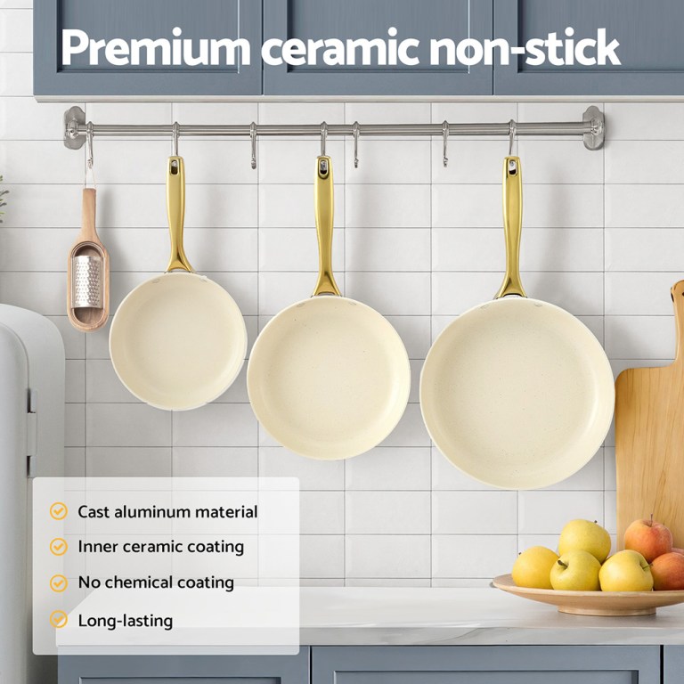 5 star chef frying pan 3pcs shades frypan set ceramic coating multi colour 5 star chef frying pan 3pcs shades frypan set ceramic coating multi colour