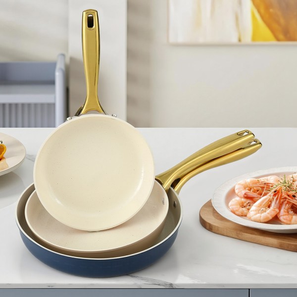 5 star chef frying pan 3pcs shades frypan set ceramic coating multi colour