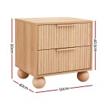 artiss rattan bedside table 2 drawers pine