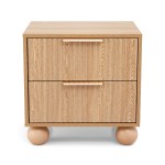artiss rattan bedside table 2 drawers pine