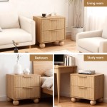 artiss rattan bedside table 2 drawers pine