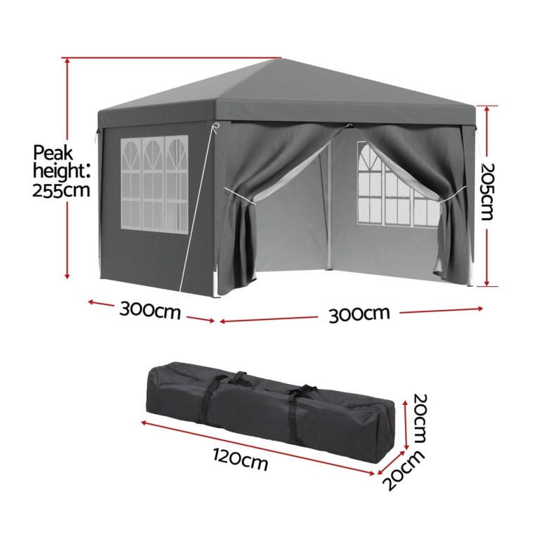 instahut gazebo 3x3 pop up marquee folding tent wedding gazebos camping outdoor shade canopy gray instahut gazebo 3x3 pop up marquee folding tent wedding gazebos camping outdoor shade canopy gray
