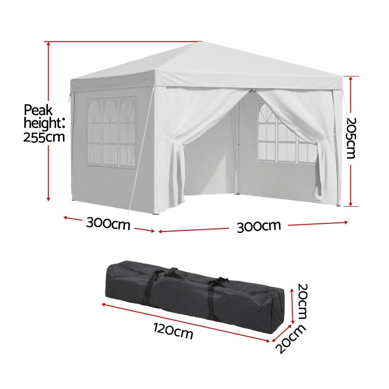 instahut gazebo 3x3 pop up marquee folding tent wedding gazebos camping outdoor canopy white instahut gazebo 3x3 pop up marquee folding tent wedding gazebos camping outdoor canopy white