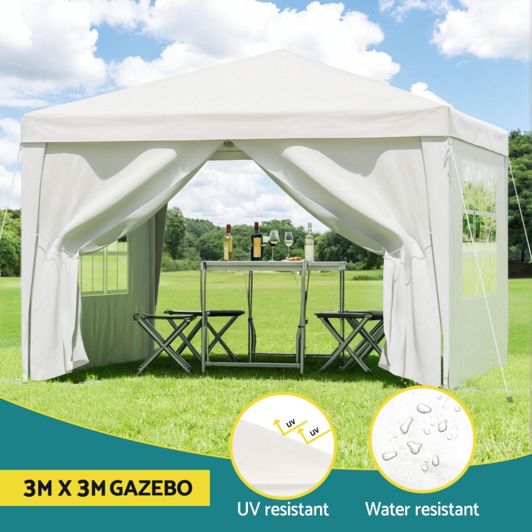 instahut gazebo 3x3 pop up marquee folding tent wedding gazebos camping outdoor canopy white instahut gazebo 3x3 pop up marquee folding tent wedding gazebos camping outdoor canopy white