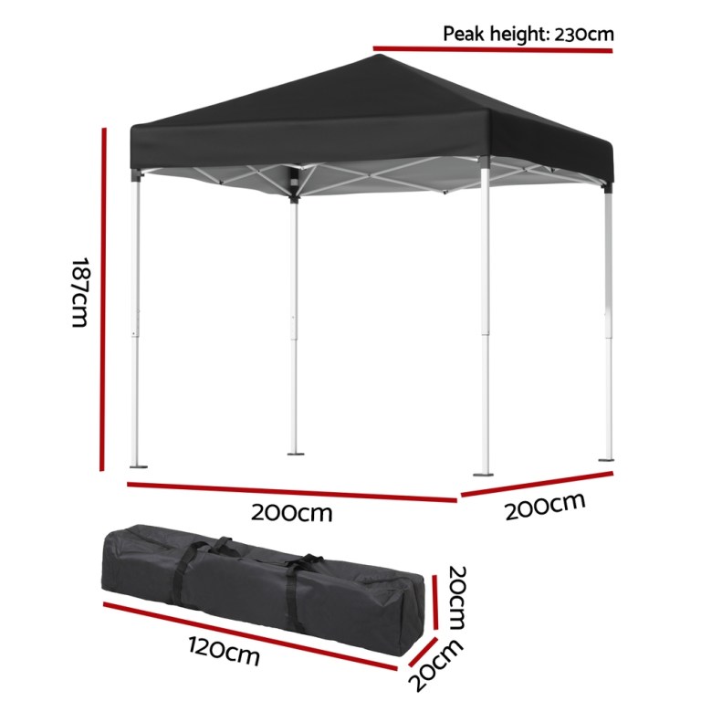 instahut gazebo 2x2m outdoor patio garden marquee shade black