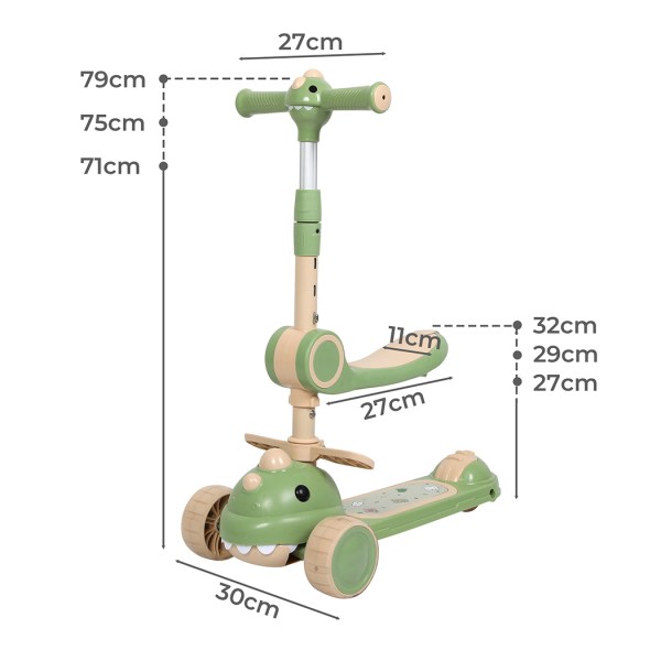 bopeep foldable kids scooter flip able seat green
