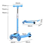 bopeep foldable kids scooter led music blue