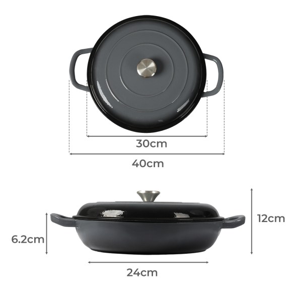 3.5l enamel dutch oven pan in black colour