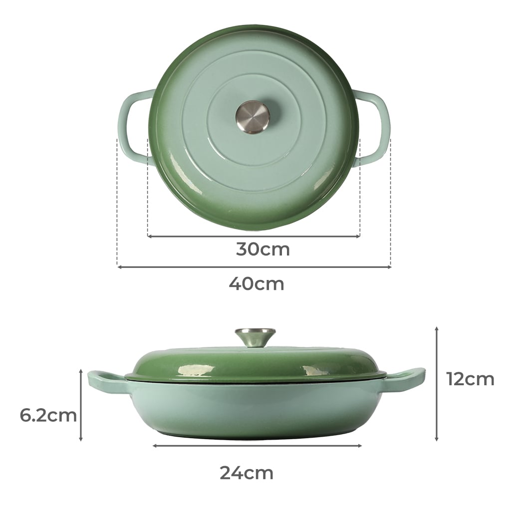 toque 3.5l enamel dutch oven pan in green colour