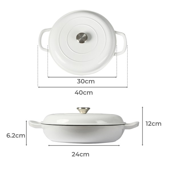 toque 3.5l enamel dutch oven pan in white colour toque 3.5l enamel dutch oven pan in white colour