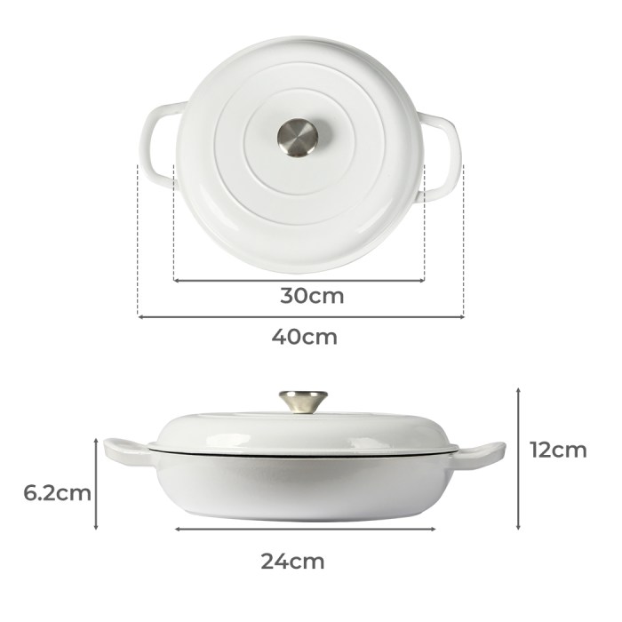 toque 3.5l enamel dutch oven pan in white colour