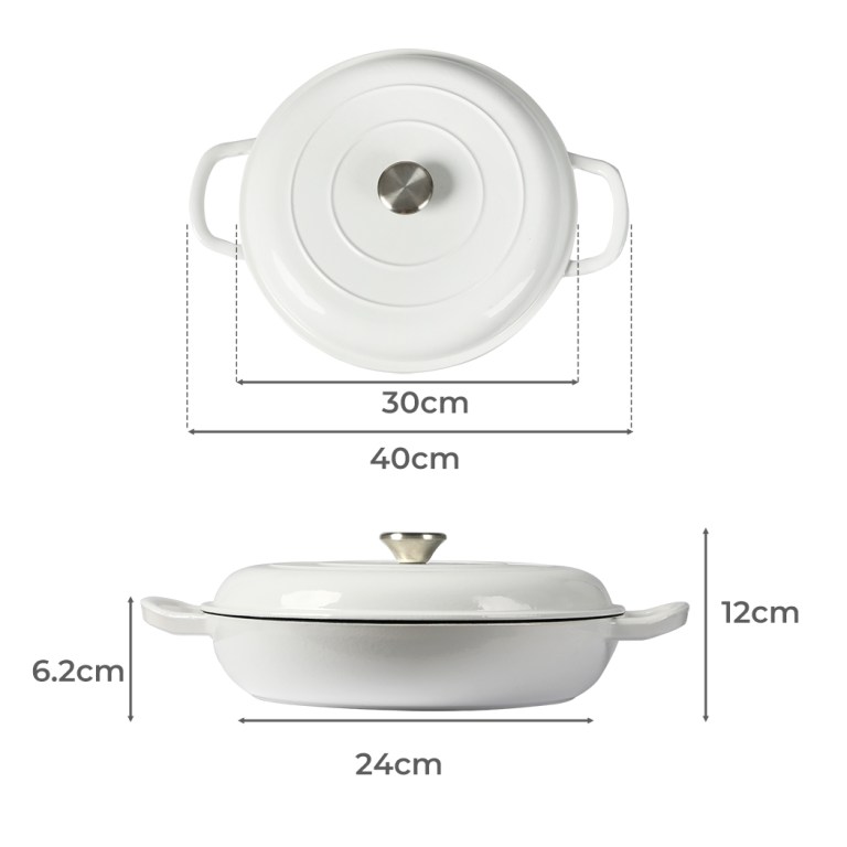 toque 3.5l enamel dutch oven pan in white colour
