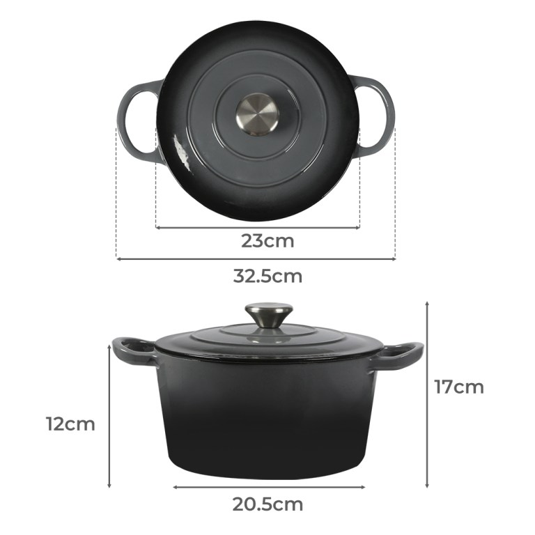 toque 4l enamel dutch oven pot in black colour