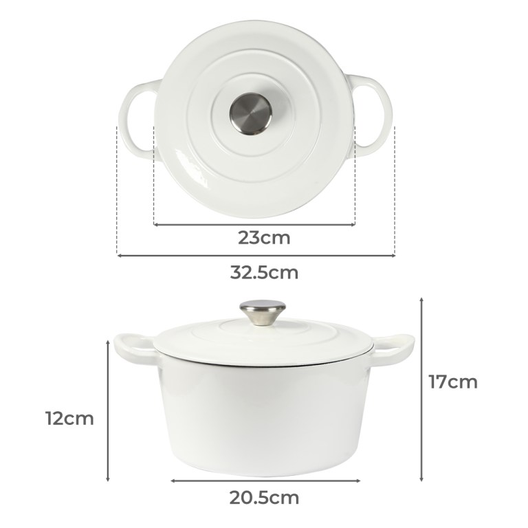 toque 4l enamel dutch oven pot in white colour