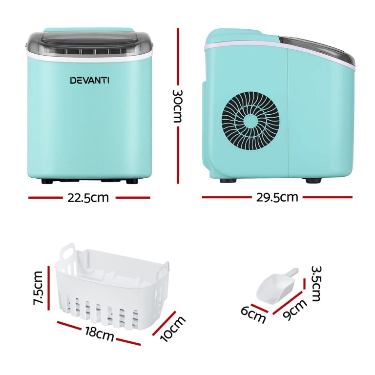 devanti 12kg ice maker machine w/self cleaning green devanti 12kg ice maker machine w/self cleaning green