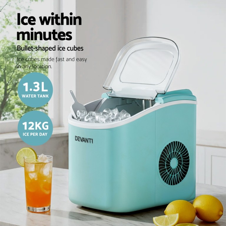 devanti 12kg ice maker machine w/self cleaning green devanti 12kg ice maker machine w/self cleaning green