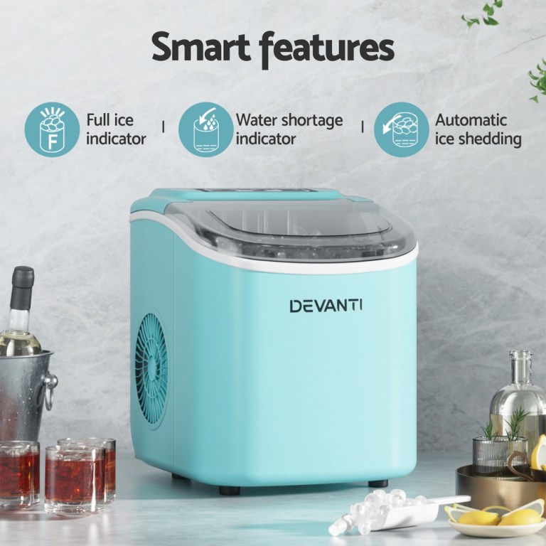 devanti 12kg ice maker machine w/self cleaning green devanti 12kg ice maker machine w/self cleaning green