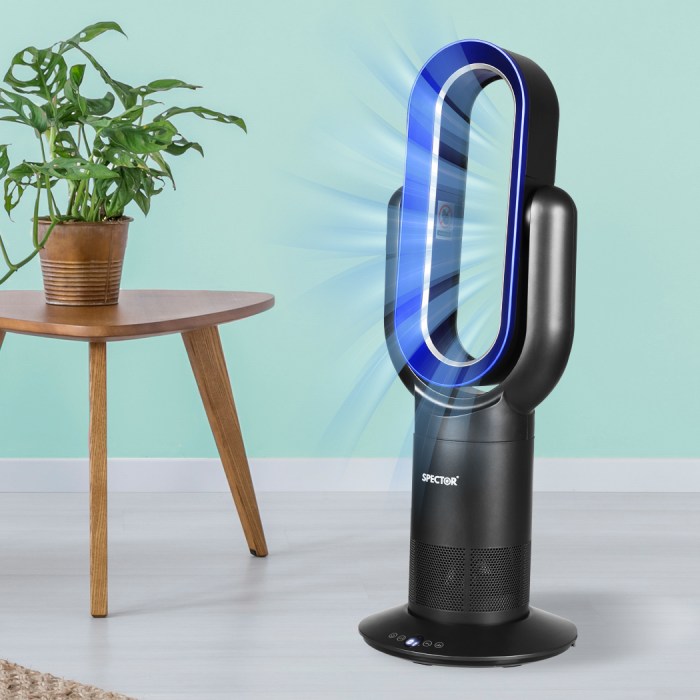 spector bladeless fan cooler heater black