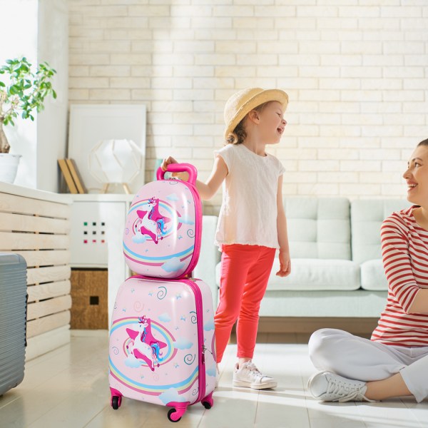 bopeep 16''13'' 2pcs kids luggage set unicorn