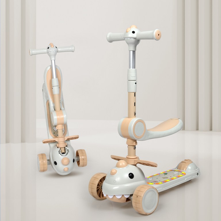 bopeep foldable kids scooter flip able seat beige