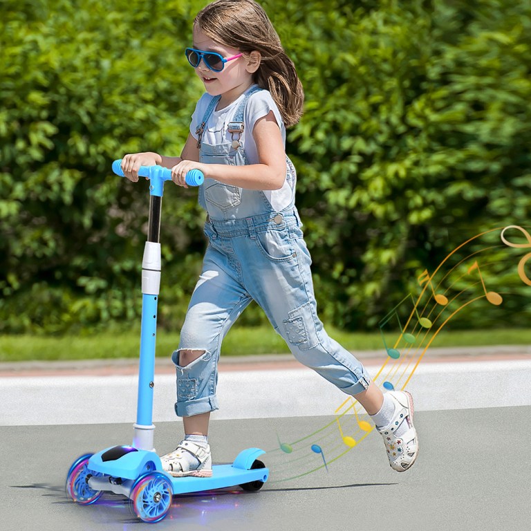 bopeep foldable kids scooter led music blue