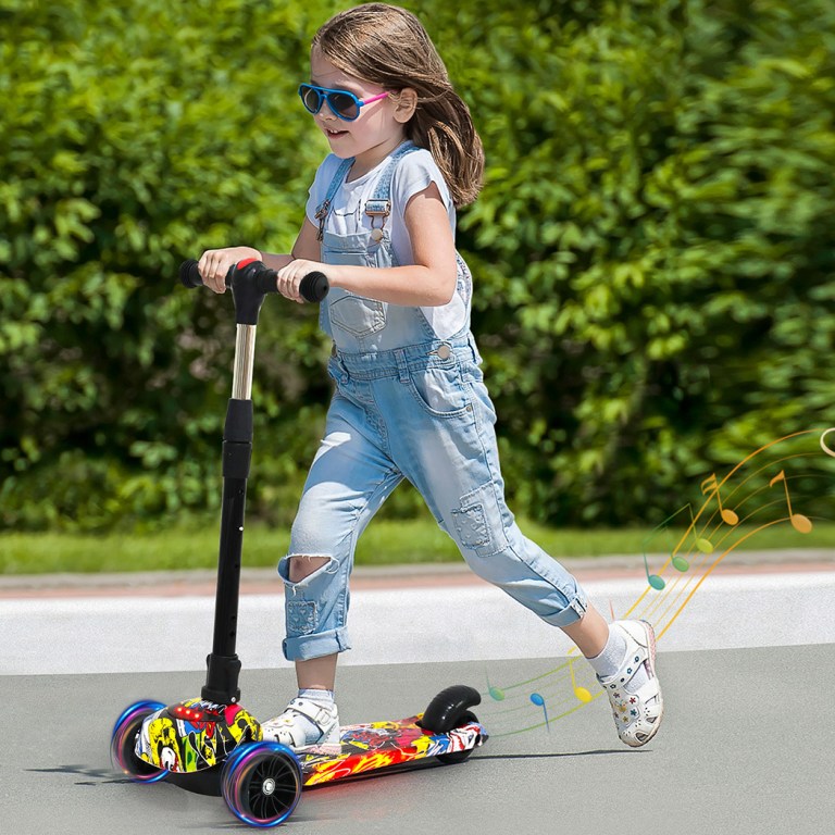 bopeep foldable kids scooter led music blue