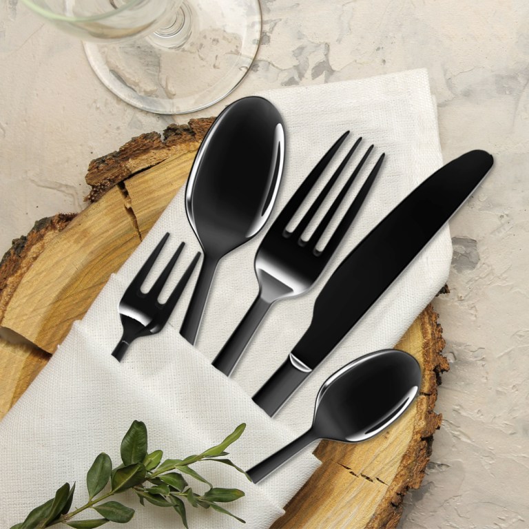 stainless steel cutlery set travel knife black