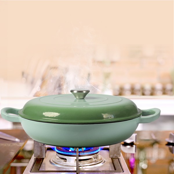 toque 3.5l enamel dutch oven pan in green colour toque 3.5l enamel dutch oven pan in green colour
