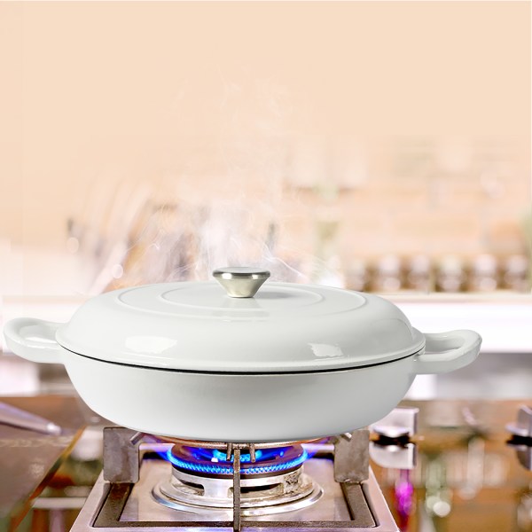 toque 3.5l enamel dutch oven pan in white colour toque 3.5l enamel dutch oven pan in white colour