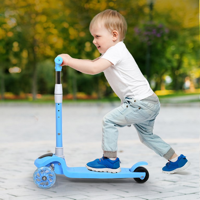 bopeep foldable kids scooter led music blue